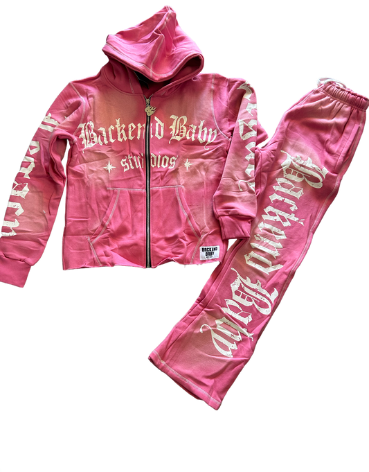 BACKEND BABY®-Pink zipup set