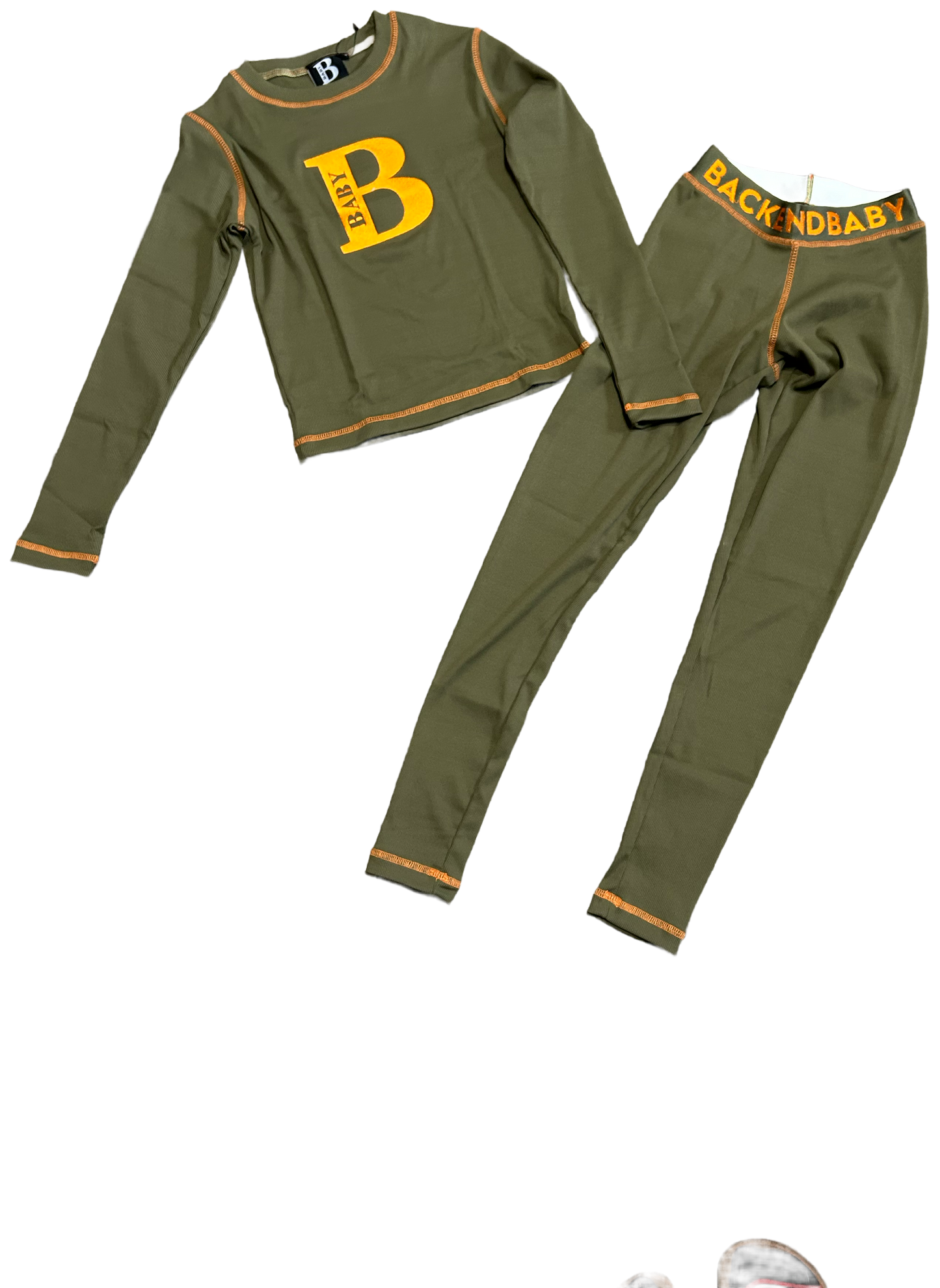 BACKEND BABY®-Olive Green Ribbed
Long Sleeve Set